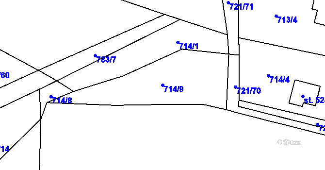 Parcela st. 714/9 v KÚ Struhařov u Mnichovic, Katastrální mapa
