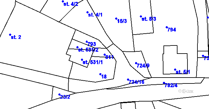 Parcela st. 811 v KÚ Struhařov u Mnichovic, Katastrální mapa