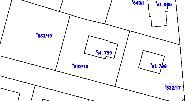 Parcela st. 799 v KÚ Struhařov u Mnichovic, Katastrální mapa