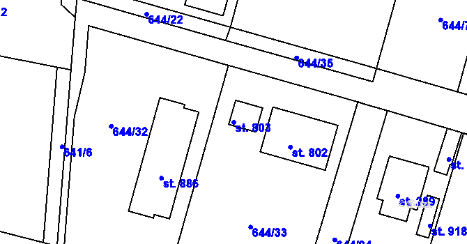 Parcela st. 803 v KÚ Struhařov u Mnichovic, Katastrální mapa