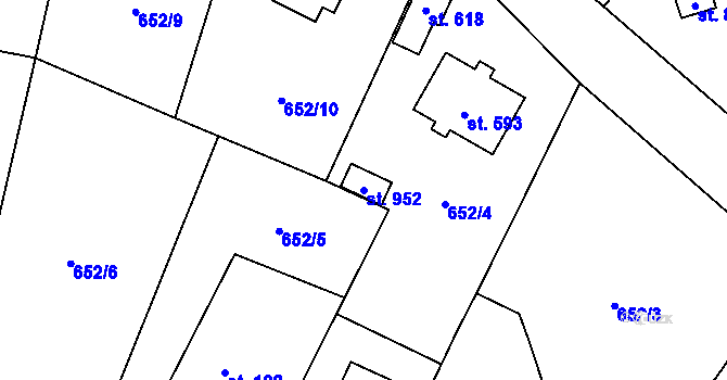 Parcela st. 952 v KÚ Struhařov u Mnichovic, Katastrální mapa