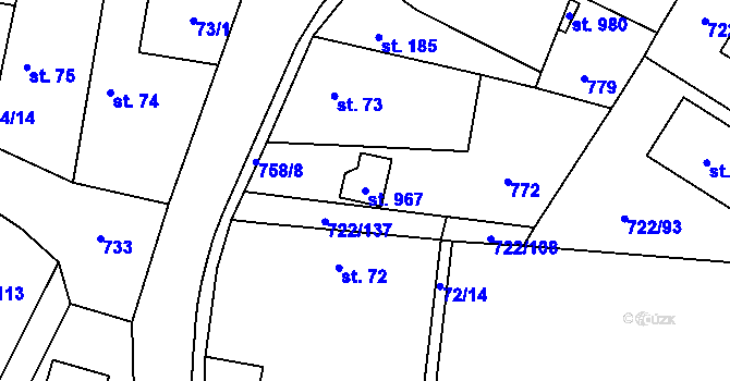 Parcela st. 967 v KÚ Struhařov u Mnichovic, Katastrální mapa