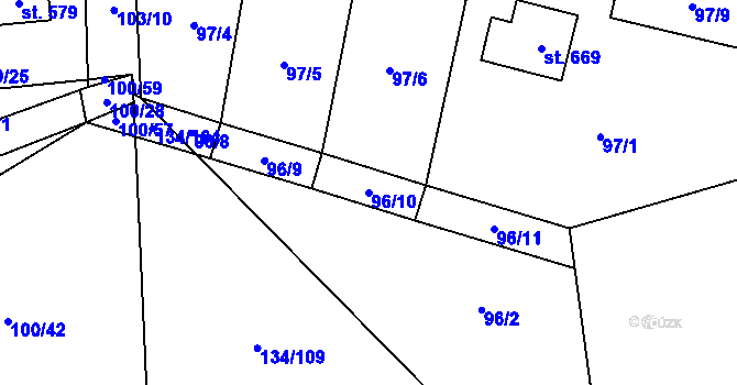 Parcela st. 96/10 v KÚ Struhařov u Mnichovic, Katastrální mapa