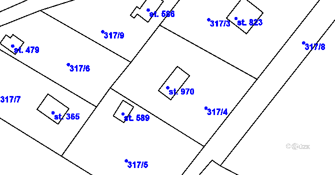 Parcela st. 970 v KÚ Struhařov u Mnichovic, Katastrální mapa