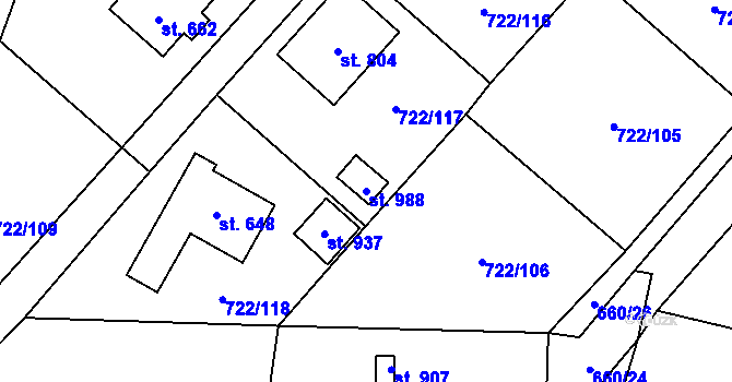 Parcela st. 988 v KÚ Struhařov u Mnichovic, Katastrální mapa