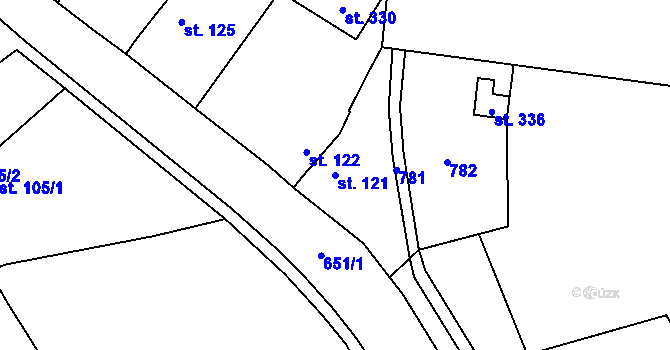 Parcela st. 121 v KÚ Struhy, Katastrální mapa