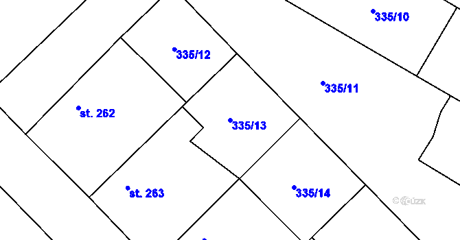 Parcela st. 335/13 v KÚ Struhy, Katastrální mapa