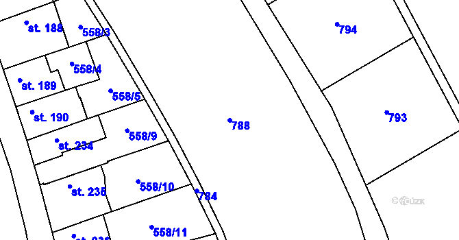 Parcela st. 788 v KÚ Struhy, Katastrální mapa