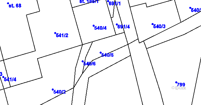 Parcela st. 540/5 v KÚ Struhy, Katastrální mapa
