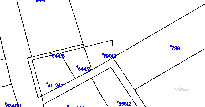 Parcela st. 790/2 v KÚ Struhy, Katastrální mapa