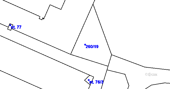 Parcela st. 260/19 v KÚ Protivec, Katastrální mapa