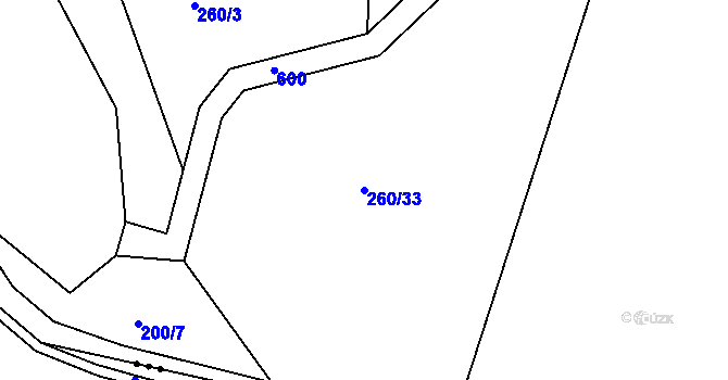 Parcela st. 260/33 v KÚ Protivec, Katastrální mapa