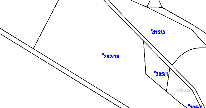 Parcela st. 292/19 v KÚ Protivec, Katastrální mapa