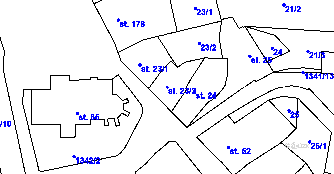 Parcela st. 23/2 v KÚ Strunkovice nad Blanicí, Katastrální mapa