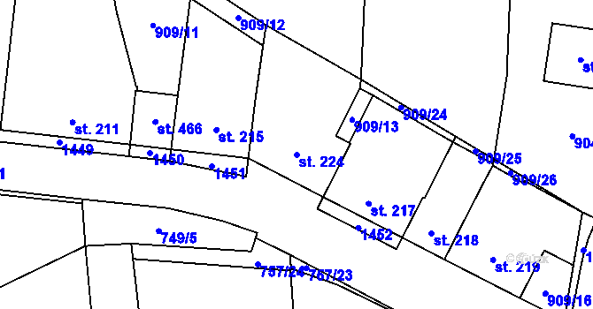 Parcela st. 224 v KÚ Strunkovice nad Blanicí, Katastrální mapa