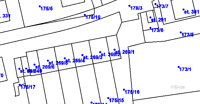 Parcela st. 269/2 v KÚ Strunkovice nad Blanicí, Katastrální mapa