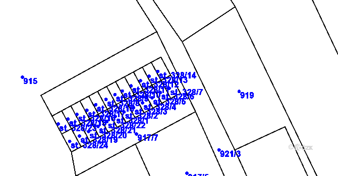 Parcela st. 328/7 v KÚ Strunkovice nad Blanicí, Katastrální mapa