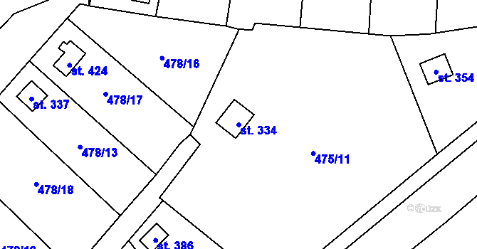 Parcela st. 334 v KÚ Strunkovice nad Blanicí, Katastrální mapa