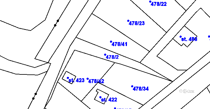Parcela st. 478/2 v KÚ Strunkovice nad Blanicí, Katastrální mapa