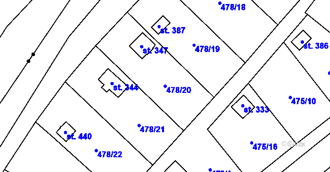 Parcela st. 478/20 v KÚ Strunkovice nad Blanicí, Katastrální mapa