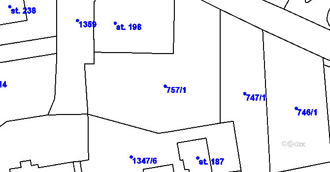 Parcela st. 757/1 v KÚ Strunkovice nad Blanicí, Katastrální mapa