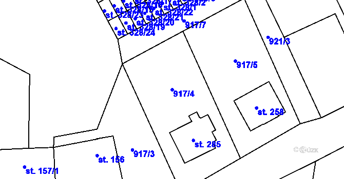Parcela st. 917/4 v KÚ Strunkovice nad Blanicí, Katastrální mapa