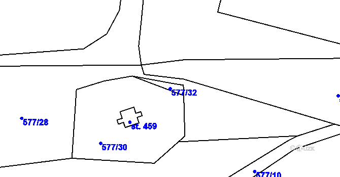 Parcela st. 577/32 v KÚ Strunkovice nad Blanicí, Katastrální mapa