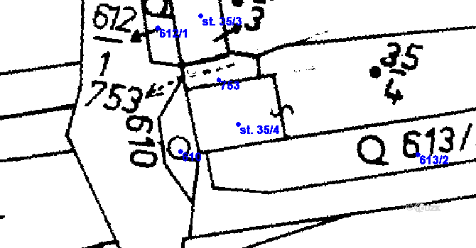 Parcela st. 35/4 v KÚ Šipoun, Katastrální mapa