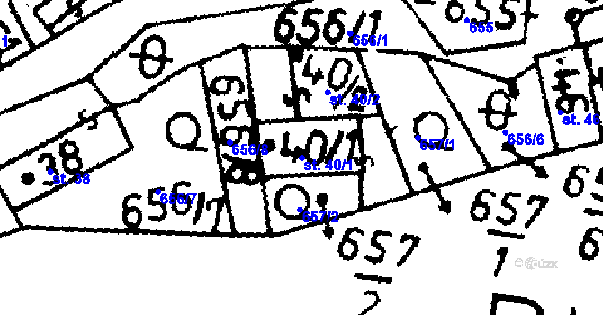 Parcela st. 40/1 v KÚ Šipoun, Katastrální mapa