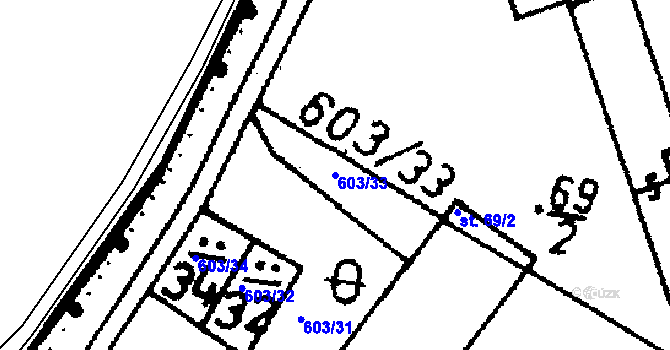 Parcela st. 603/33 v KÚ Šipoun, Katastrální mapa