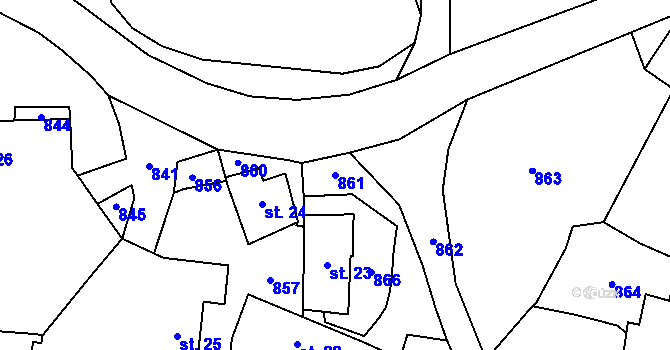 Parcela st. 861 v KÚ Šipoun, Katastrální mapa
