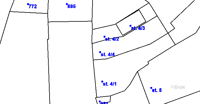 Parcela st. 4/4 v KÚ Žíchovec, Katastrální mapa