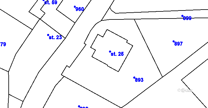 Parcela st. 25 v KÚ Žíchovec, Katastrální mapa
