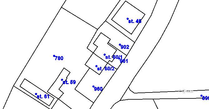 Parcela st. 60/1 v KÚ Žíchovec, Katastrální mapa