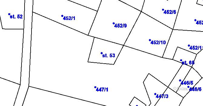 Parcela st. 53 v KÚ Přední Zborovice, Katastrální mapa