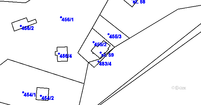 Parcela st. 59 v KÚ Přední Zborovice, Katastrální mapa