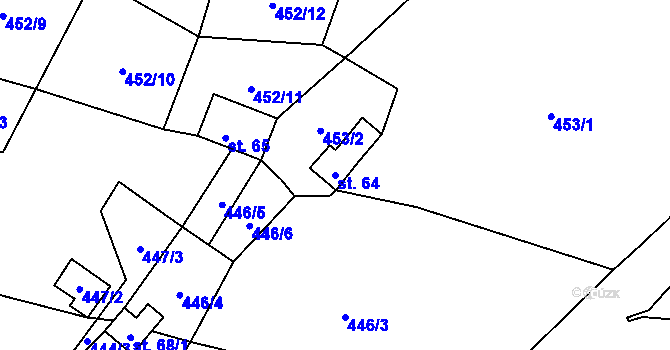 Parcela st. 64 v KÚ Přední Zborovice, Katastrální mapa