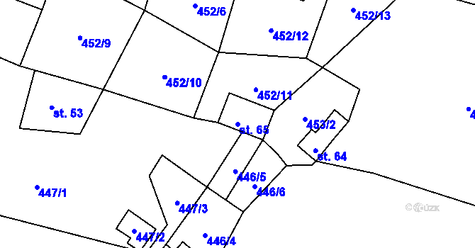 Parcela st. 65 v KÚ Přední Zborovice, Katastrální mapa