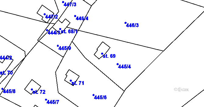 Parcela st. 69 v KÚ Přední Zborovice, Katastrální mapa