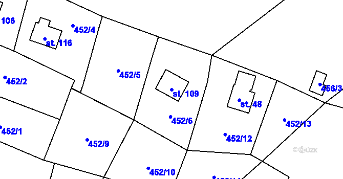 Parcela st. 109 v KÚ Přední Zborovice, Katastrální mapa