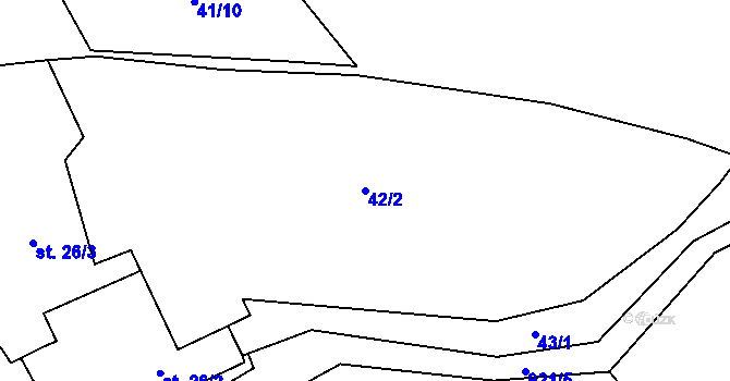 Parcela st. 42/2 v KÚ Přední Zborovice, Katastrální mapa