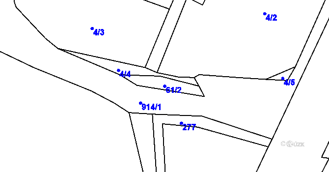 Parcela st. 61/2 v KÚ Přední Zborovice, Katastrální mapa