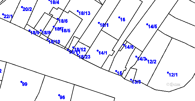 Parcela st. 14/1 v KÚ Strupčice, Katastrální mapa