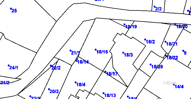 Parcela st. 18/16 v KÚ Strupčice, Katastrální mapa