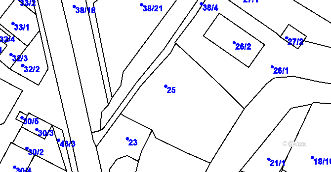 Parcela st. 25 v KÚ Strupčice, Katastrální mapa