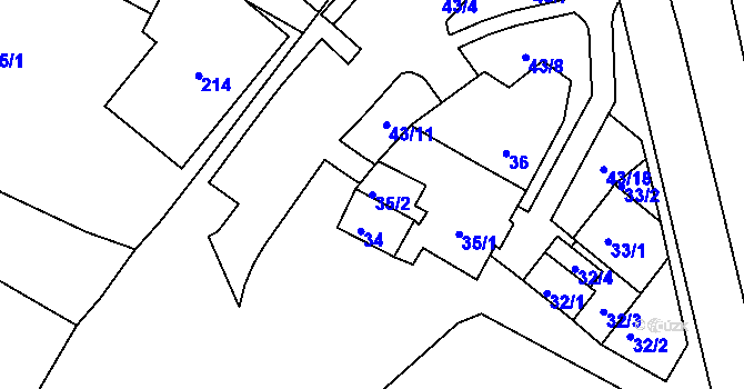 Parcela st. 35/2 v KÚ Strupčice, Katastrální mapa
