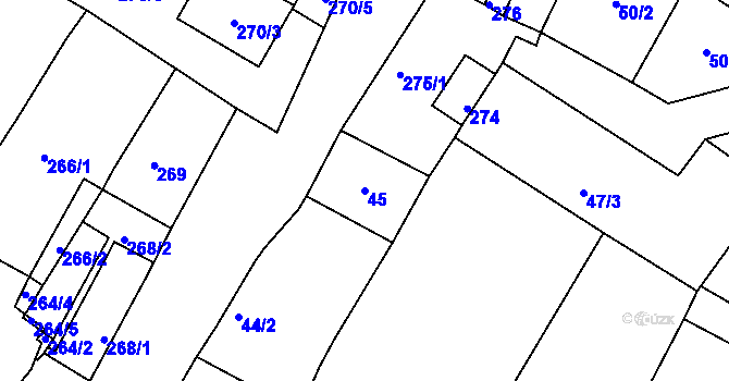 Parcela st. 45 v KÚ Strupčice, Katastrální mapa
