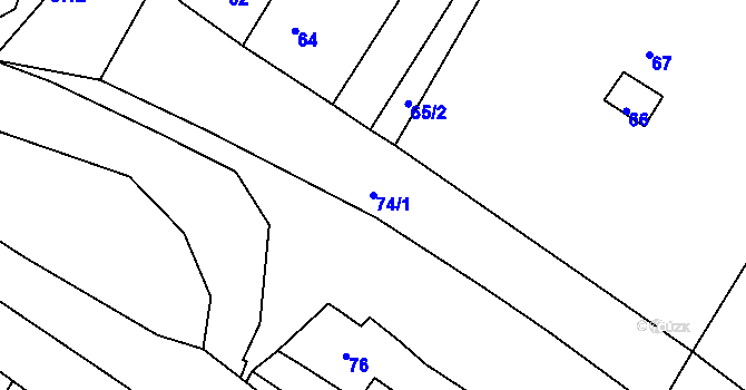 Parcela st. 74/1 v KÚ Strupčice, Katastrální mapa