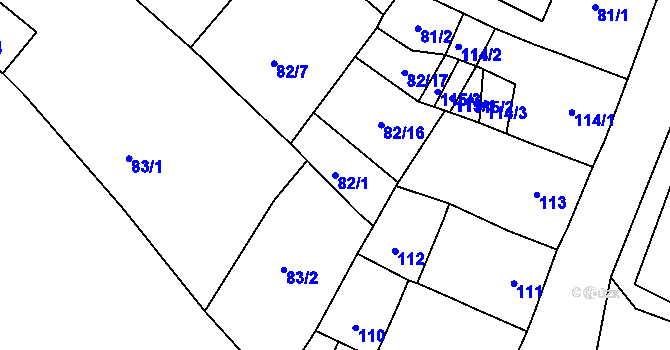 Parcela st. 82/1 v KÚ Strupčice, Katastrální mapa