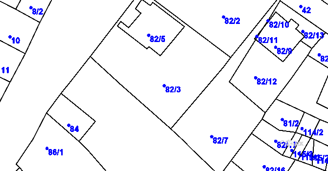 Parcela st. 82/3 v KÚ Strupčice, Katastrální mapa